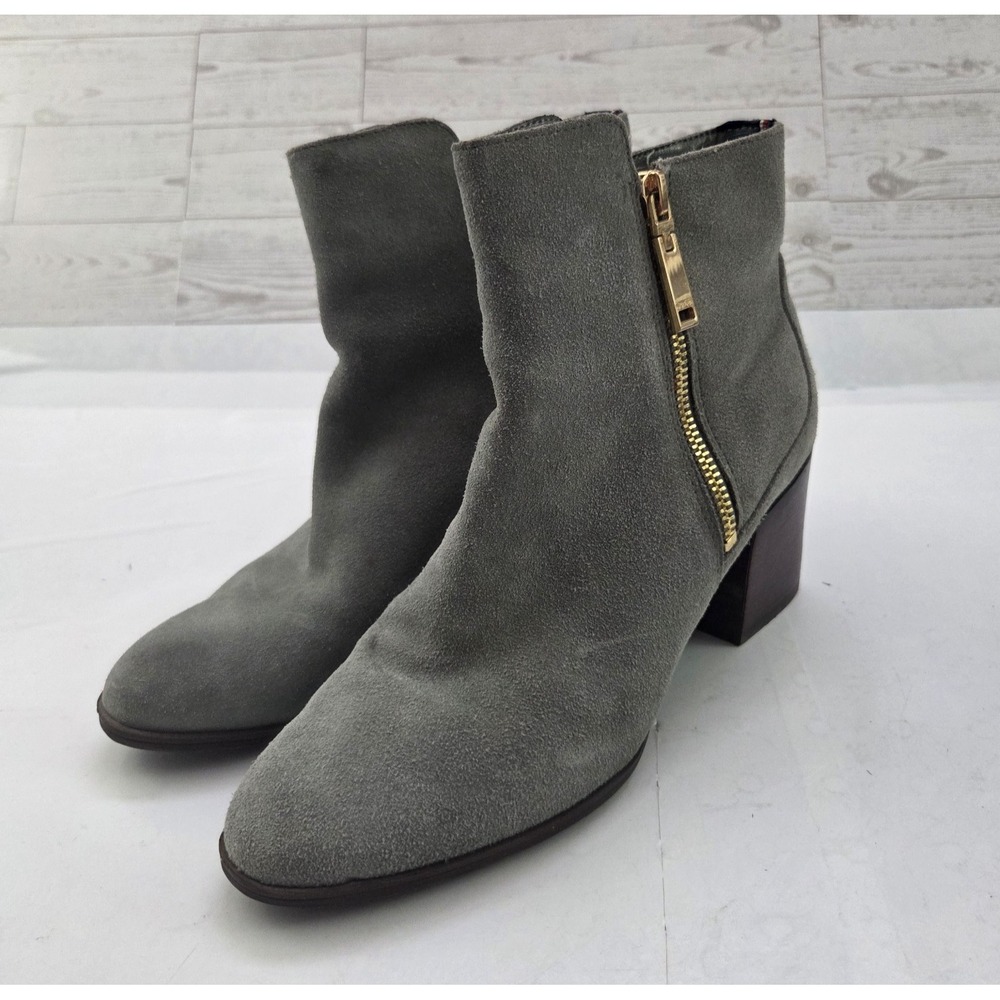 Tommy Hilfiger Ankle Boots Womens 7.5 Green Suede 90s Minimalism, Preppy, Chic